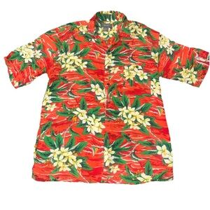 Bruno Men’s L Bright Hawaiian Tropical Button Down Casual Travel Shirt Floral